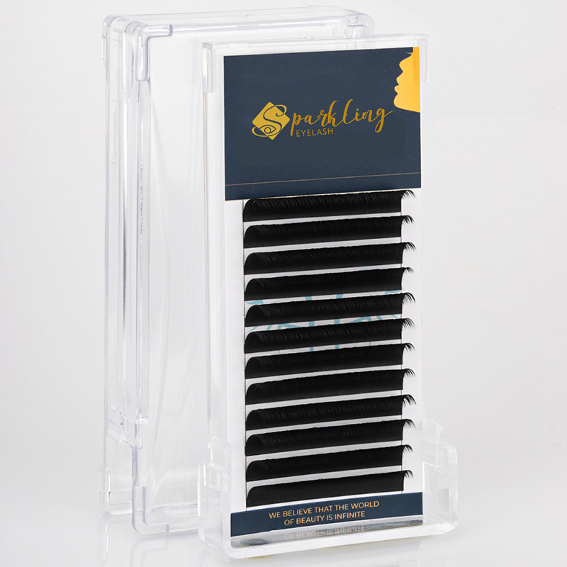 12 csíkos Easy Fan Volume szempillahosszabbítás 0,07 D Curl Korean PBT Lashes