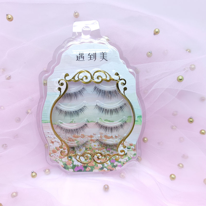 3D Faux Mink Lashes 4 pár átlátszó sávos volumenű szintetikus szempilla